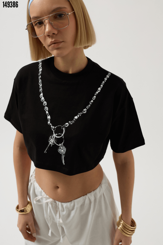 Baskılı Crop TShirt