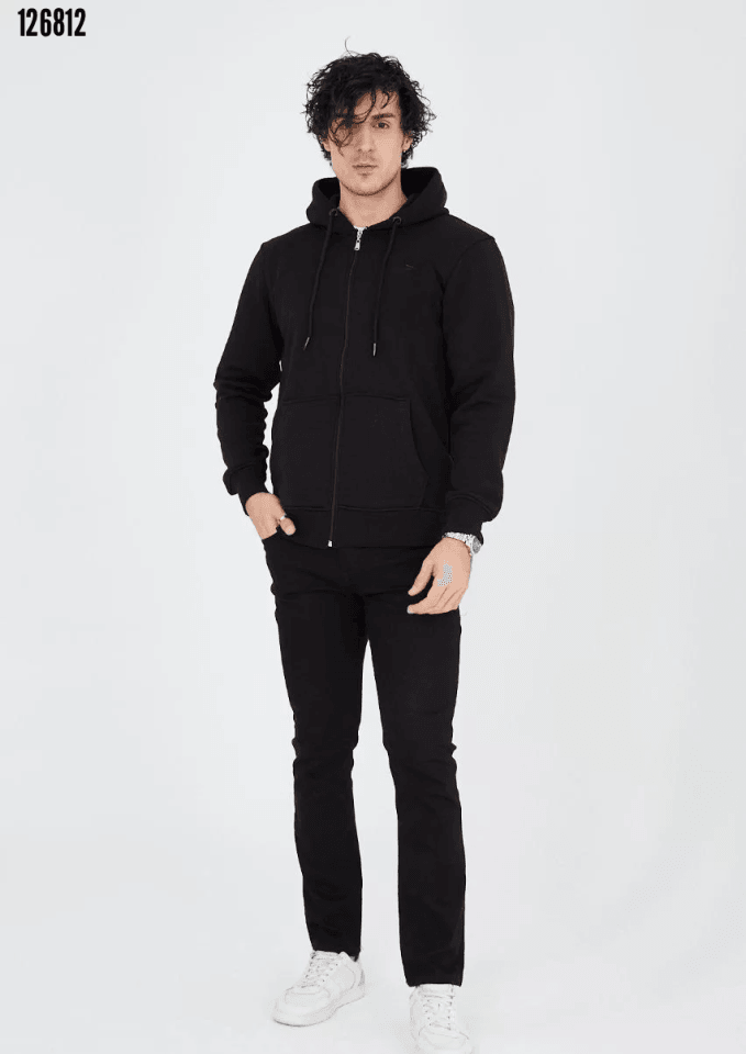 Unisex Tam Fermuarlı Kapşonlu  SweatShirt 