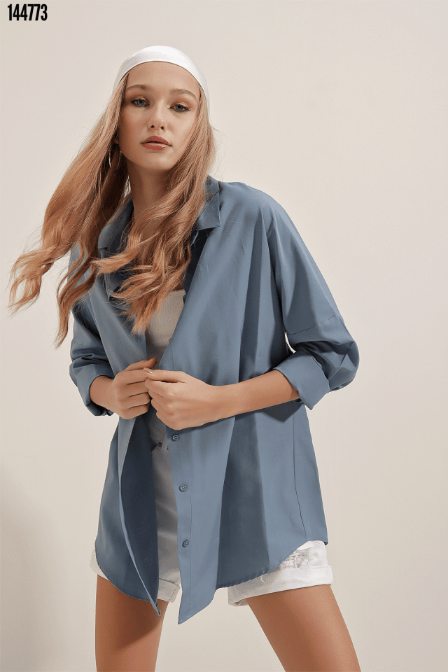 Oversize Uzun Basic Gömlek