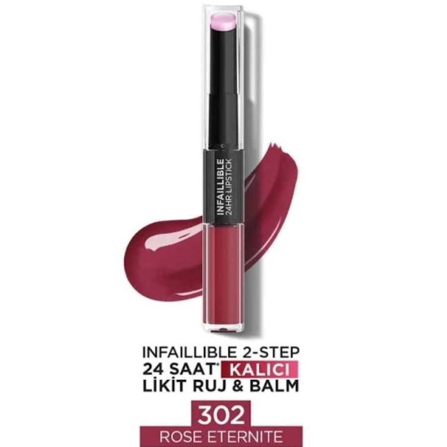 LOreal Paris LOréal Paris Infaillible 2-Step 24 Saat Kalıcı Likit Ruj & Balm - 302 Rose Eternite