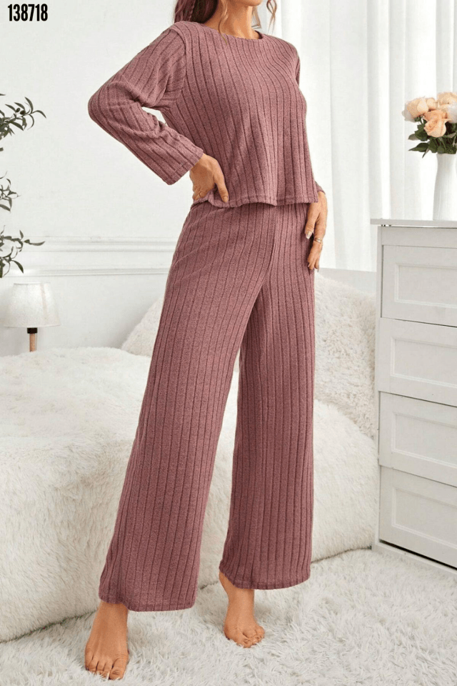 Gül Kurusu Pamuklu Pijama Takımı