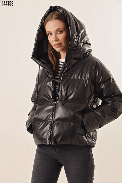 Oversize Deri Mont - Siyah
