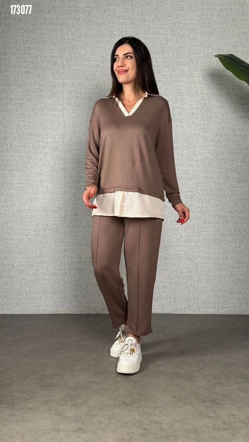 Polo Yaka Gömlek Detay İkili Takım