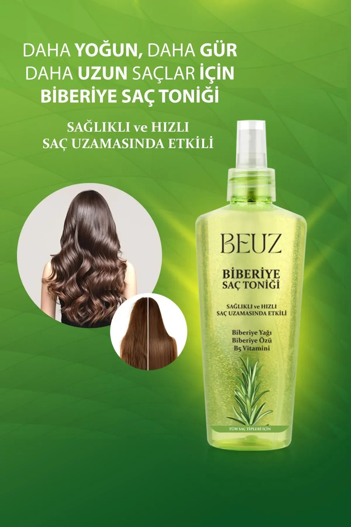 Beuz Biberiye Saç Toniği 200 ml Hızlı Ve Sağlıklı Saç Uzatma Etkili