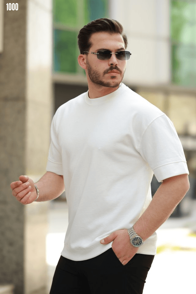 Erkek Basic Oversize Double Face Kumaş Tshirt