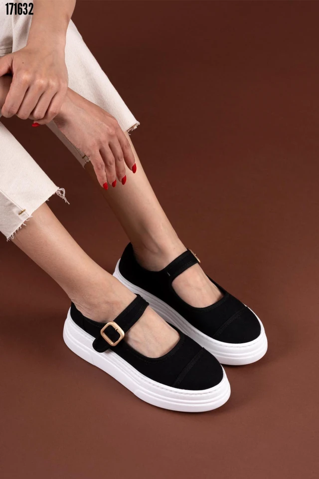 Lunni Siyah Keten Spor Ayakkabı