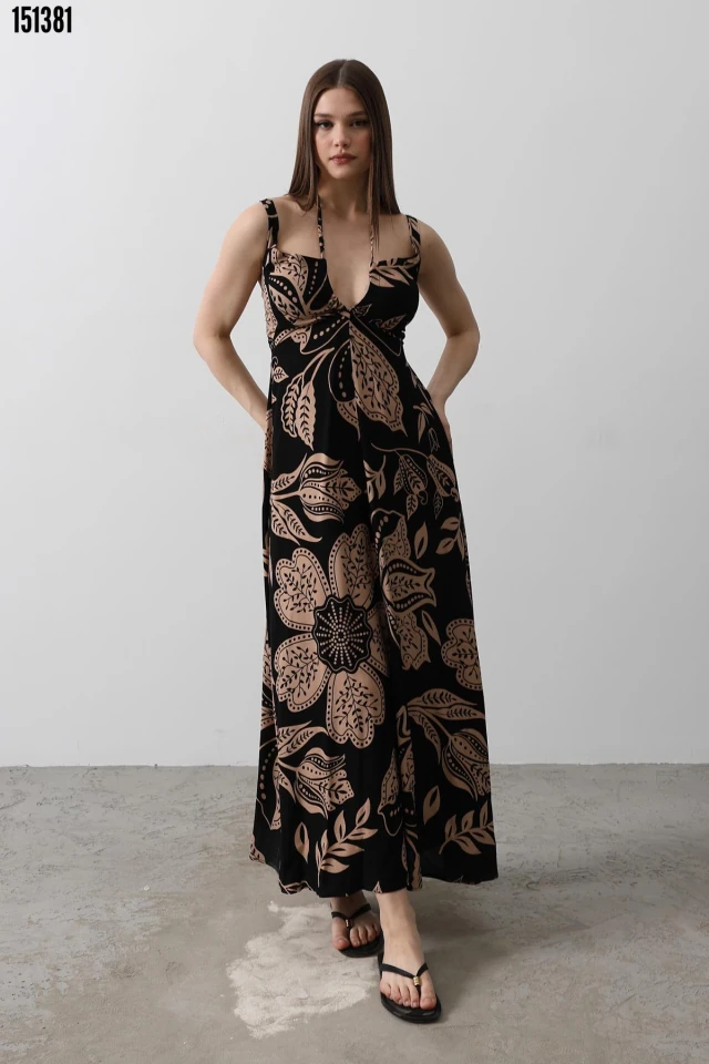 Kadın Askılı Viskon Elbise