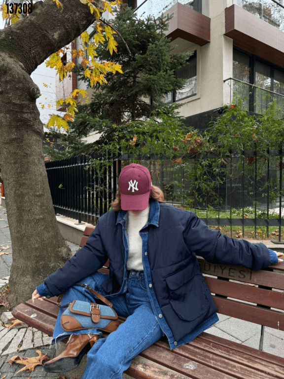 Jeans Detaylı Cıtcıtlı CEKET - Lacivert
