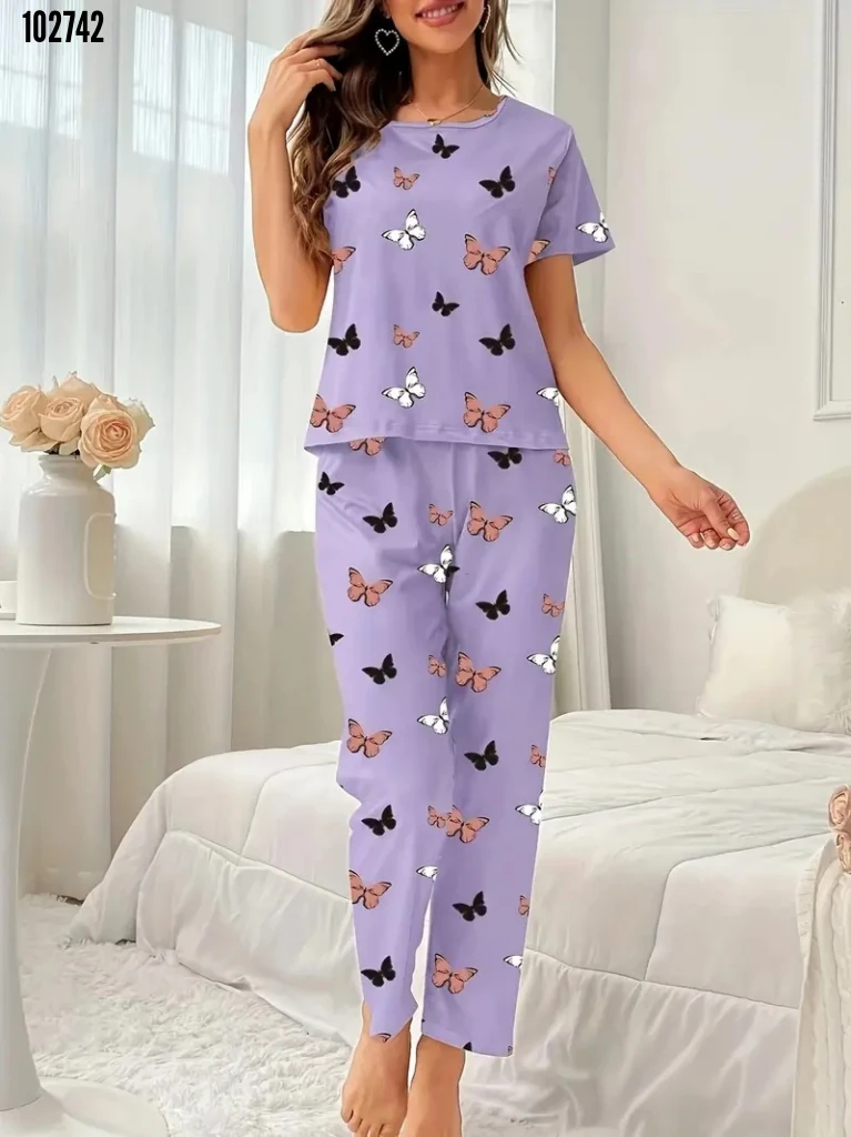 Kadın Kelebek Baskılı Süprem İkili Takım