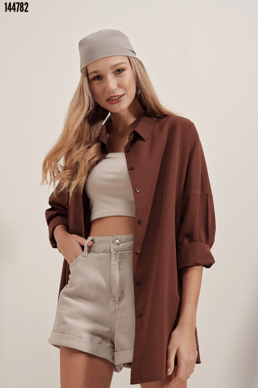 Oversize Uzun Basic Gömlek 