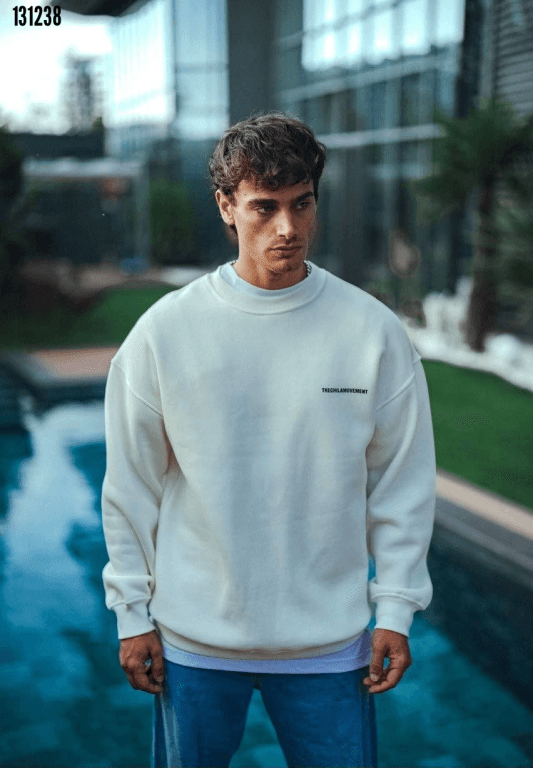Kışlık Trend Bisiklet Yaka Oversize Baskılı SweatShirt