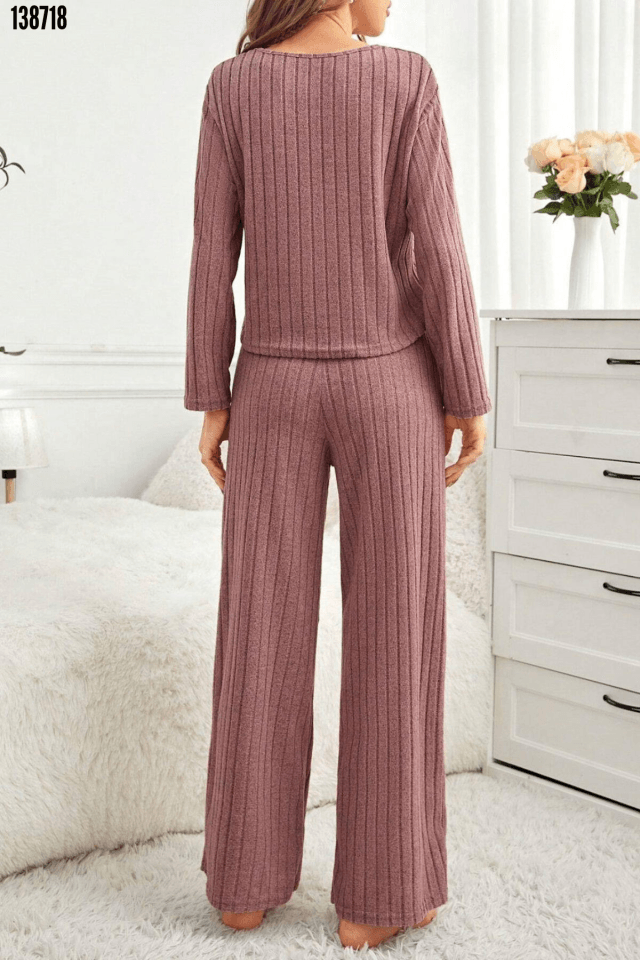 Gül Kurusu Pamuklu Pijama Takımı