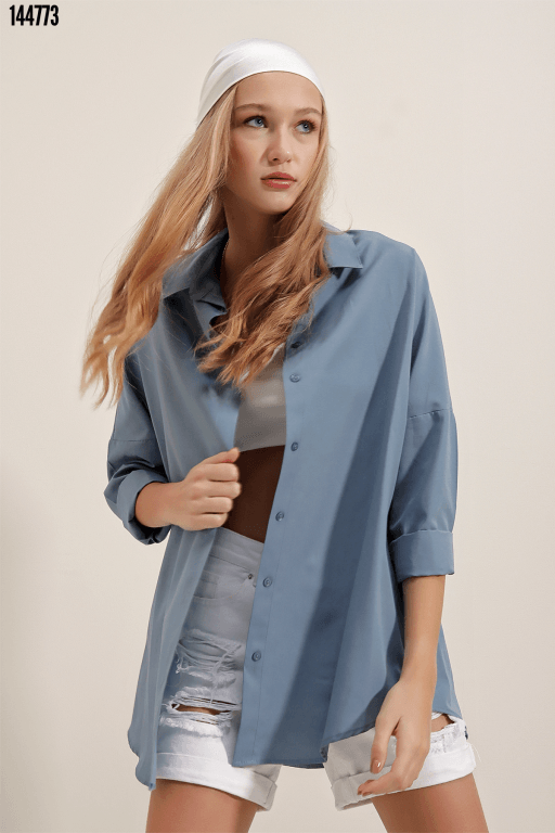 Oversize Uzun Basic Gömlek