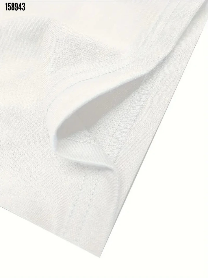 Baskılı Oversize Bisiklet Yaka T-shirt - Beyaz