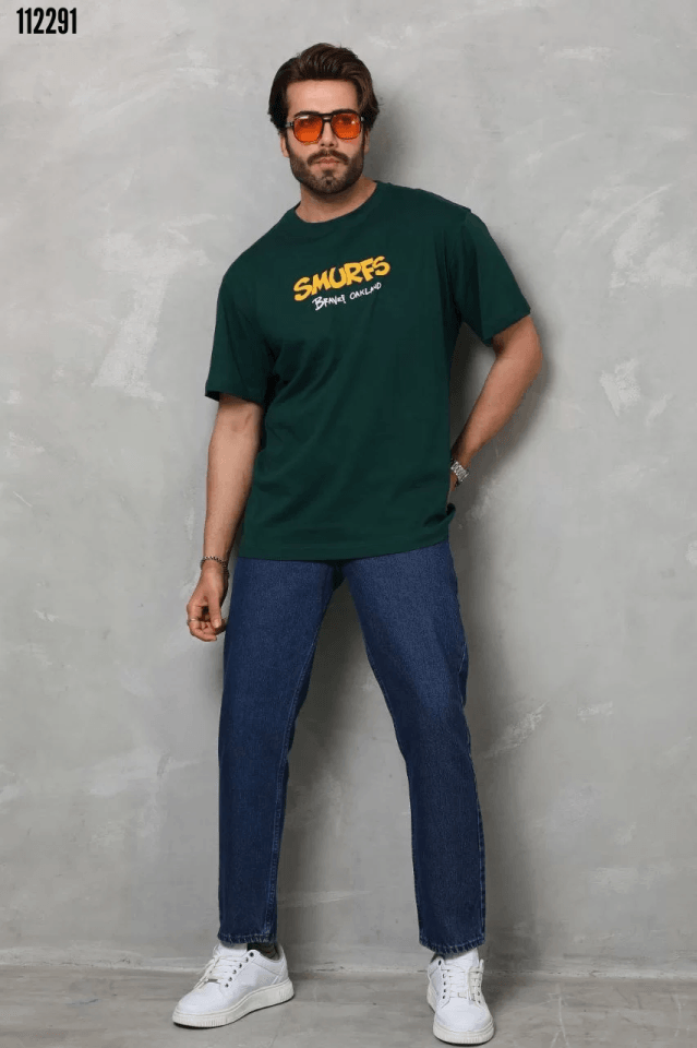 Unisex Basic Bisiklet Yaka Oversize T-Shirt 