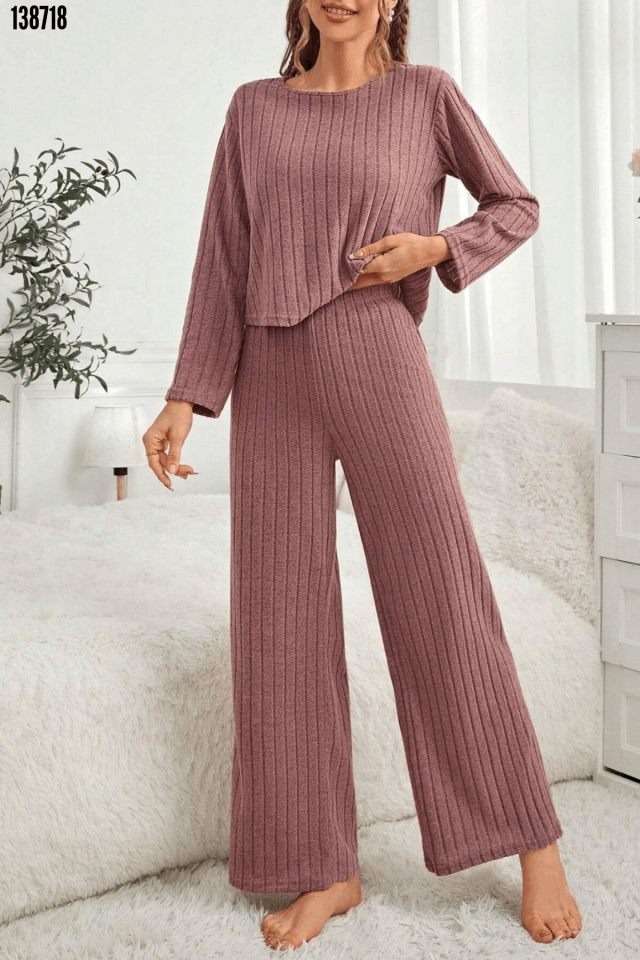 Gül Kurusu Pamuklu Pijama Takımı