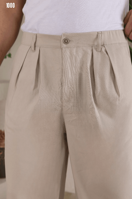 Erkek Beli Lastikli Pileli Baggy Pantolon