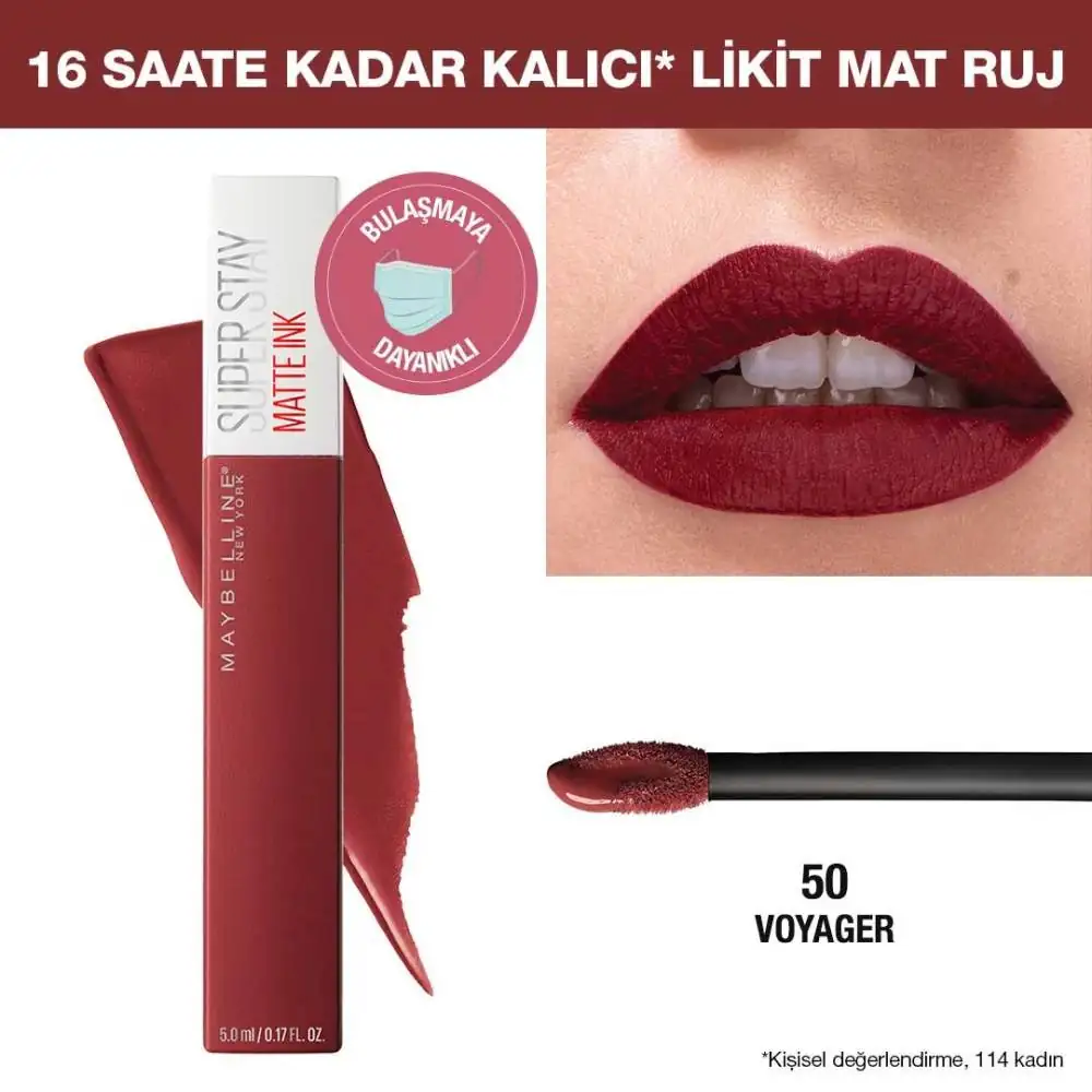 Maybelline New York Super Stay Matte Ink Likit Mat Ruj 50 Voyager