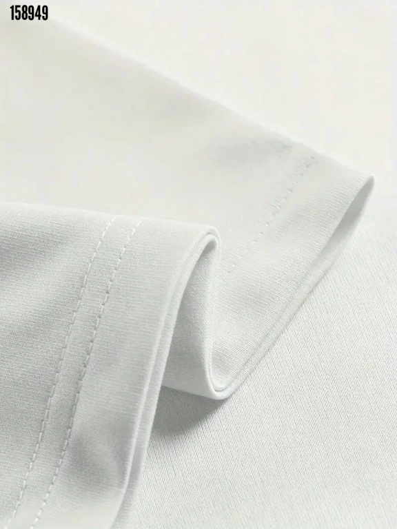 Baskılı Oversize Bisiklet Yaka T-shirt - Beyaz