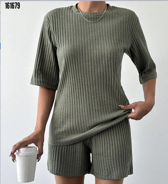 Kadın Kaşkorse Bluz Şort İkili Takım