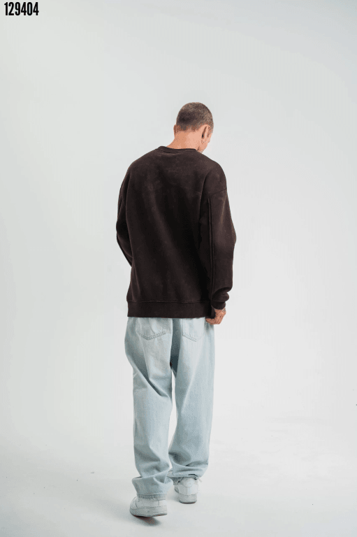 Premium Kalite Bisiklet Yaka SweatShirt - Kahverengi