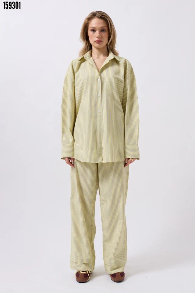 Çizgili Cep Detay Gömlek