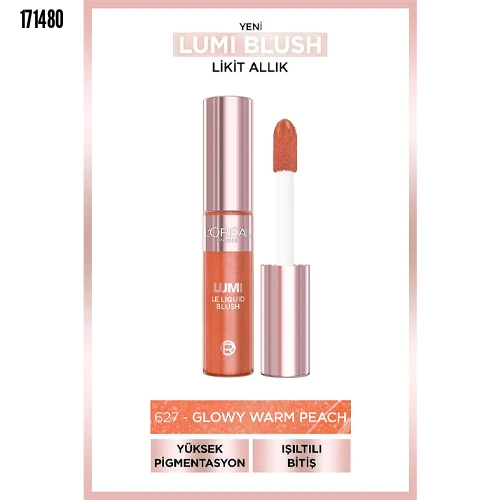 LOreal Paris Lumi Blush Likit Allık 11 ml - 627 Glowy Warm Peach