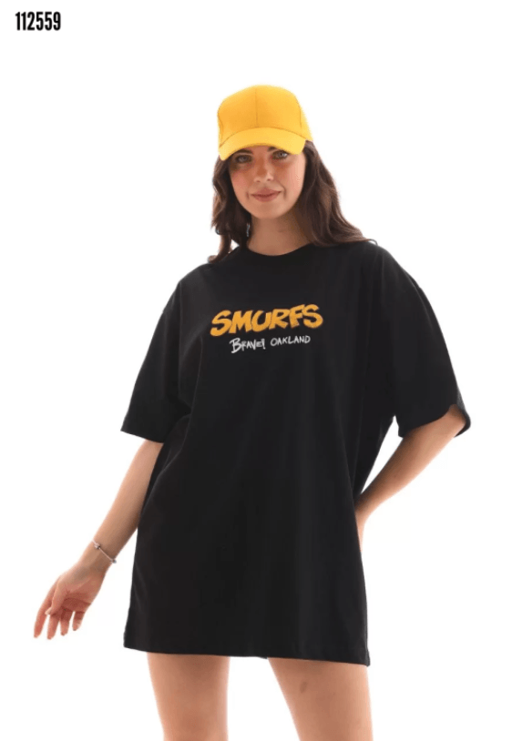 Unisex Bisiklet Yaka Baskılı Oversize TShirt 