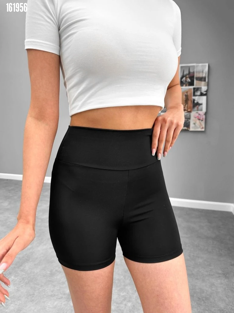 Kadın Dalgıç Kumaş Toparlayıcı Yüksek Bel Biker Şort Tayt