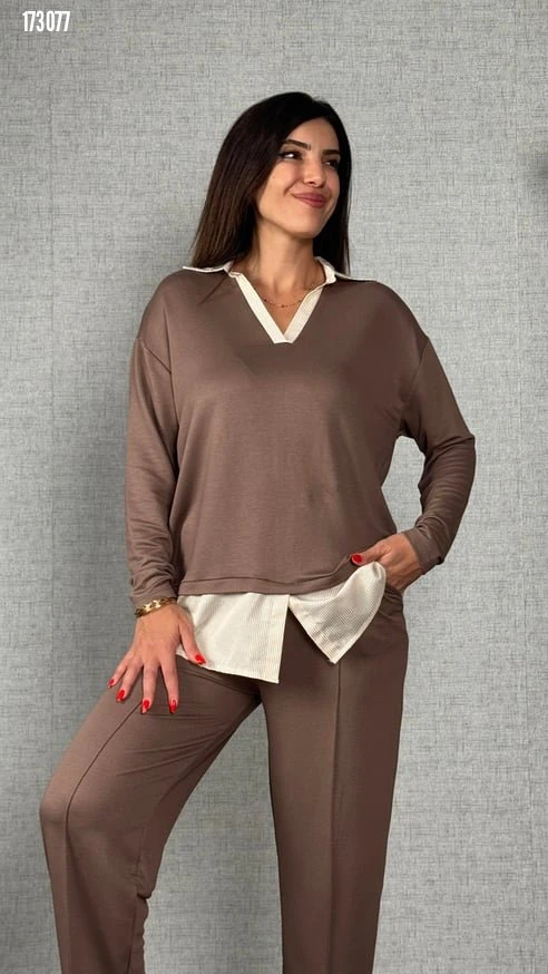 Polo Yaka Gömlek Detay İkili Takım