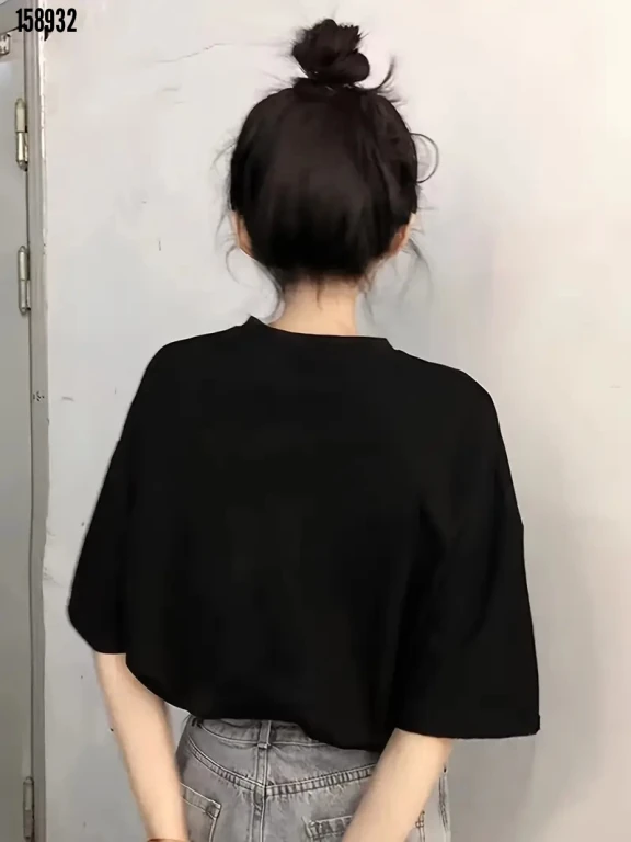 Baskılı Oversize Bisiklet Yaka Tshirt