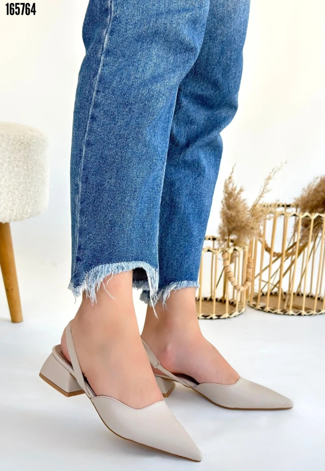 Jenti Bej Cilt Topuklu Ayakkabı