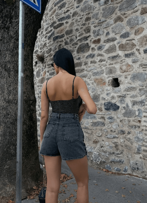 İp Askılı Kruvaze Yaka Bluz