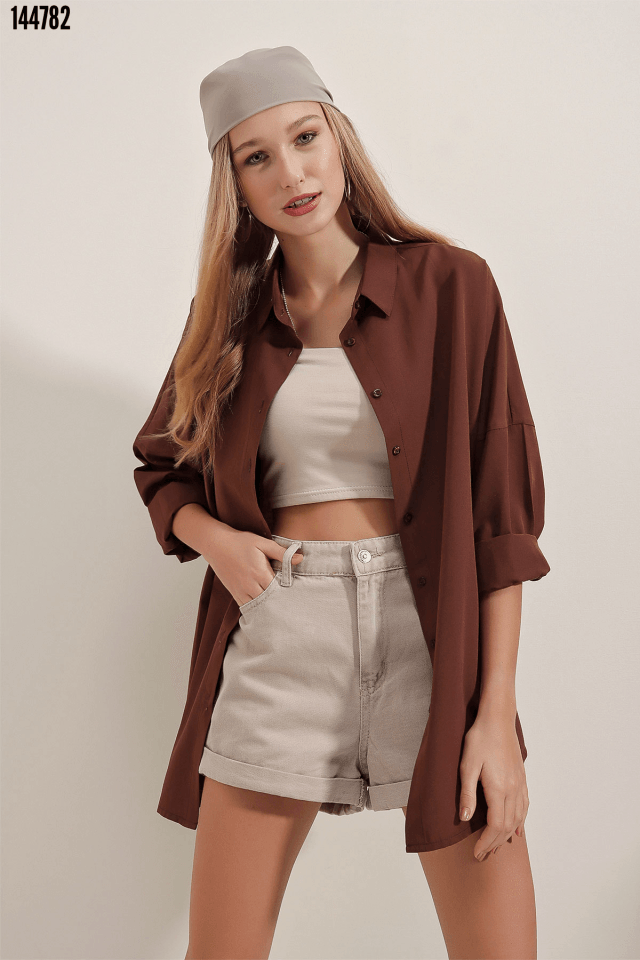 Oversize Uzun Basic Gömlek 