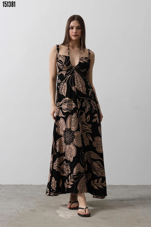 Kadın Askılı Viskon Elbise