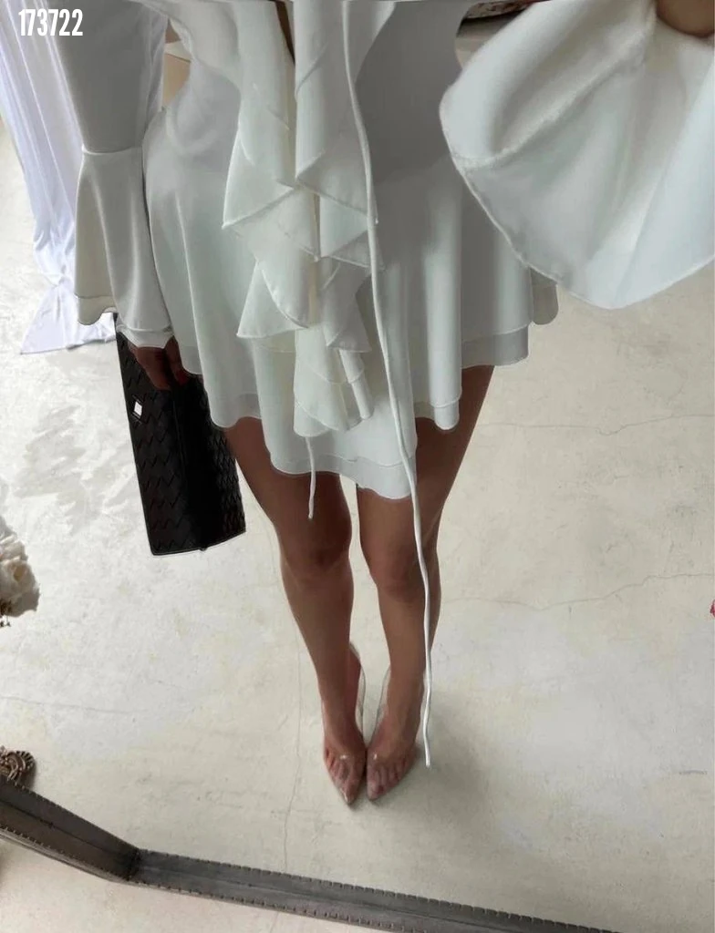 Kadın Trend Dalgıç Kumaş Fırfırlı Elbise