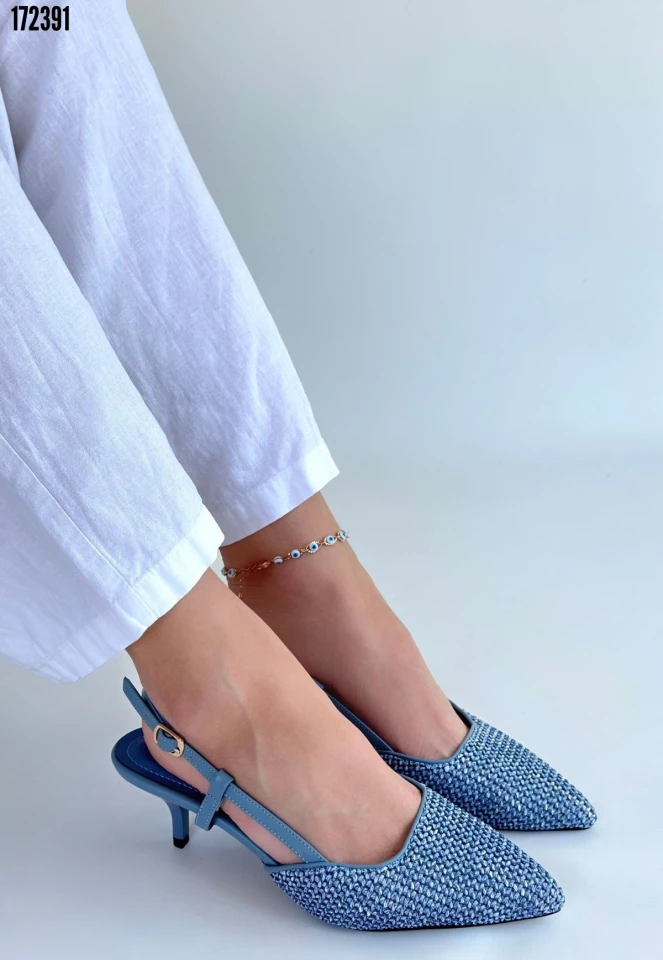 Natti Mavi Cilt Topuklu Ayakkabı