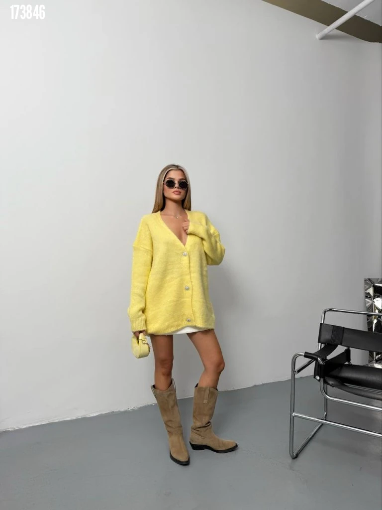 Kadın Şardonlu Trend Triko Hırka