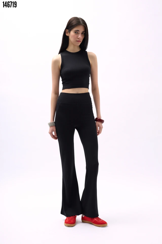 İspanyol Paça Yüksek Bel Tayt