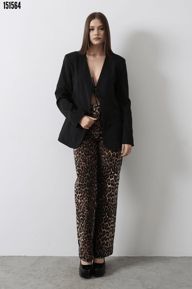 Önü Bağlamalı Blazer Ceket - Siyah