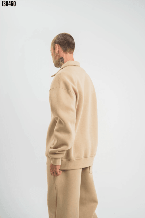Unisex Double Oversize Patlı Yaka SweatShirt
