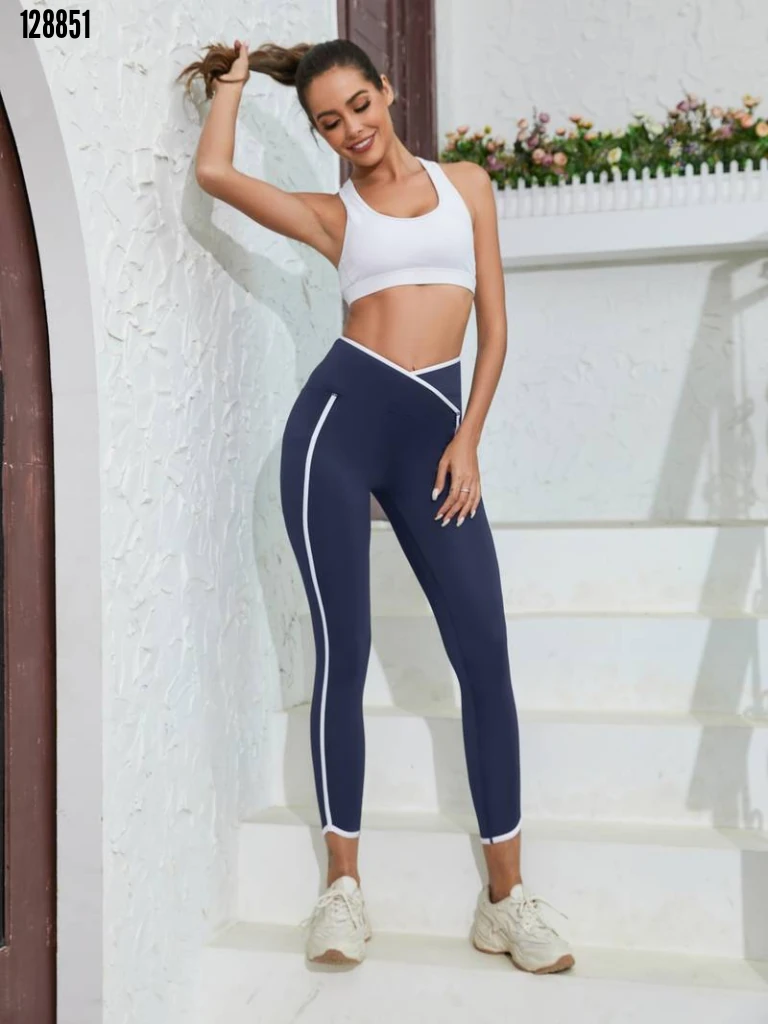 Kadın Yüksek Bel Çapraz Bel Şerit Detay Dalgıç Tayt