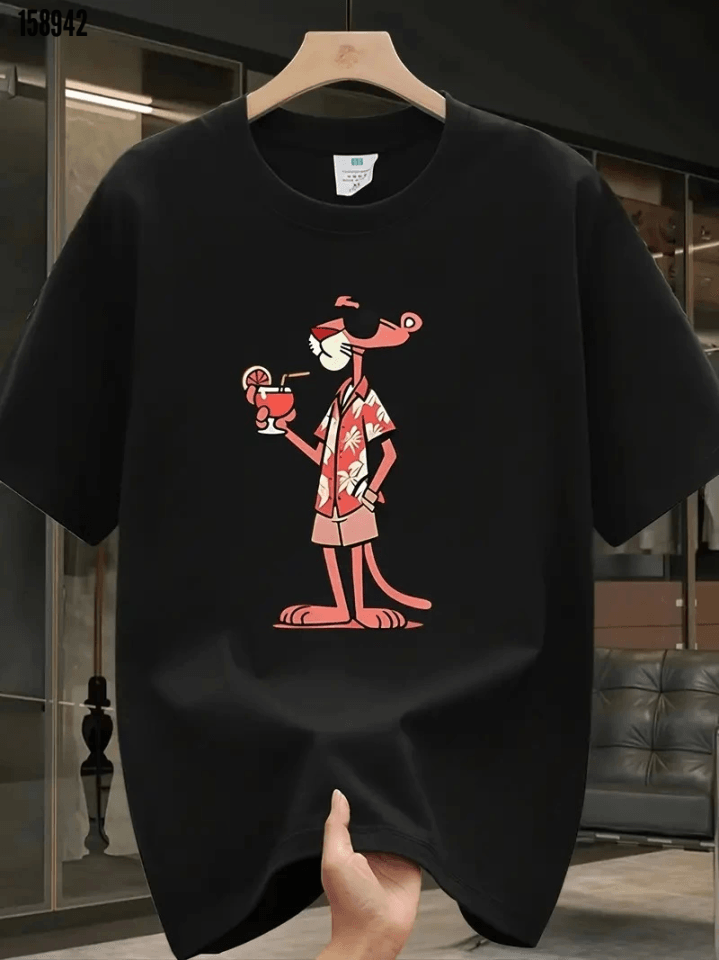 Baskılı Oversize Bisiklet Yaka T-shirt