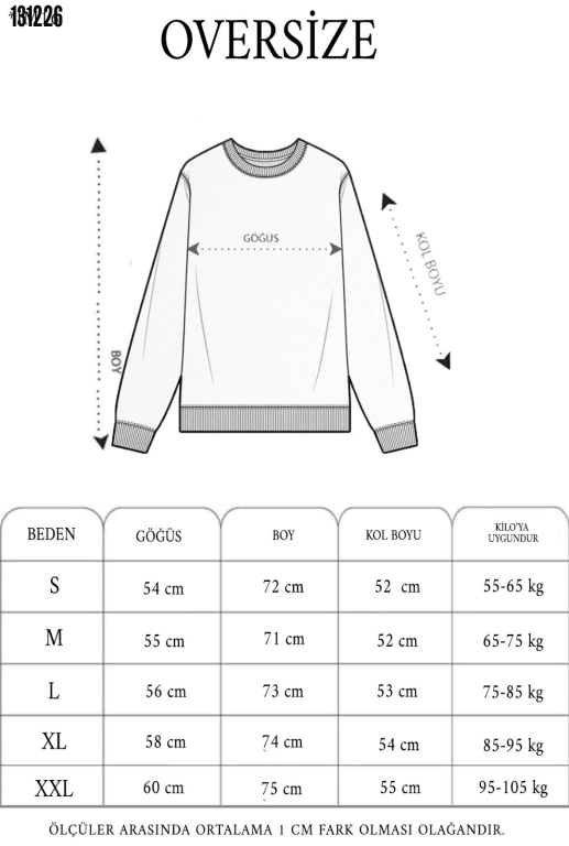 Kışlık Bisiklet Yaka Ön ve Arka Baskılı SweatShirt