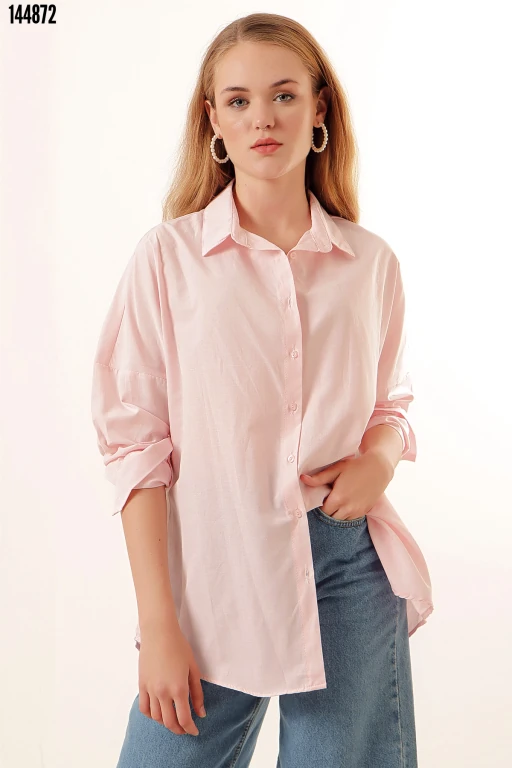 Oversize Uzun Basic Gömlek