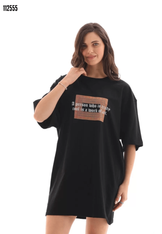 Unisex Bisiklet Yaka Baskılı Oversize TShirt