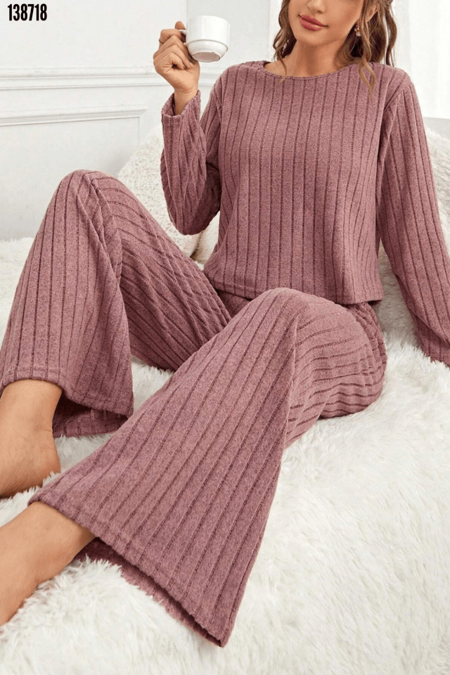 Gül Kurusu Pamuklu Pijama Takımı