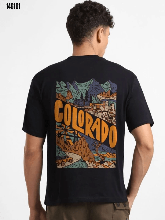 Erkek Baskılı Oversize T-shirt - Siyah