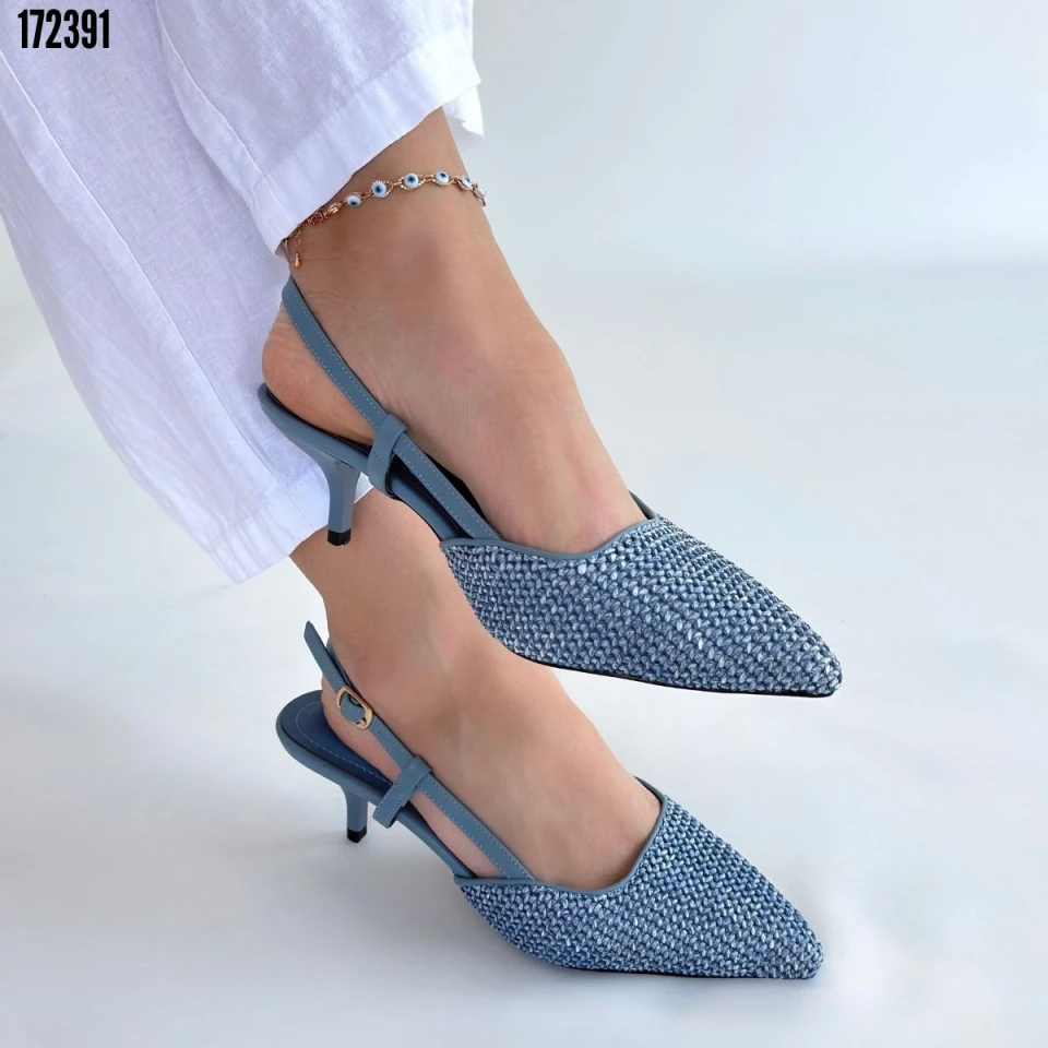 Natti Mavi Cilt Topuklu Ayakkabı