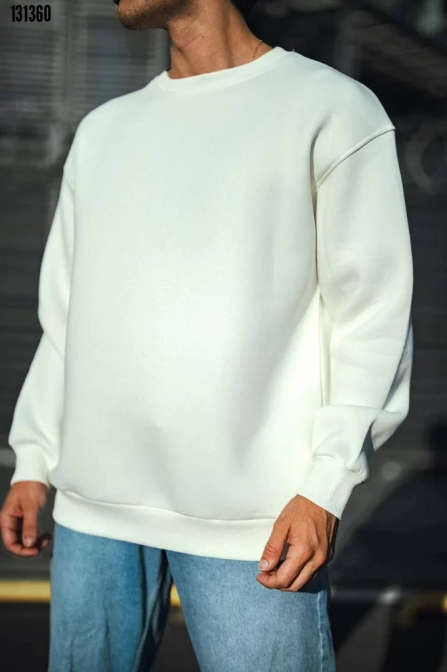 Kışlık Bisiklet Yaka Üç İplik Basic SweatShirt